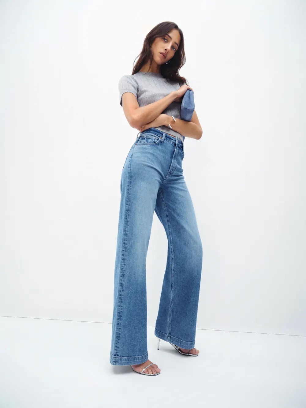 Reformation Bex Super Stretch High Rise Wide Leg Jeans in color Woods
